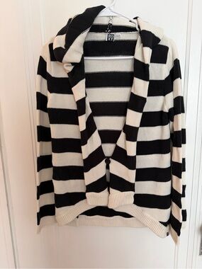 Roxy Black & Cream Striped Hooded Cardigan